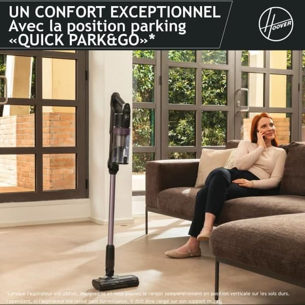 Sladdlös Golvdammsugare - HOOVER HF1P10H - 40 AW - LED-skärm - Svart / Pastellviolett
