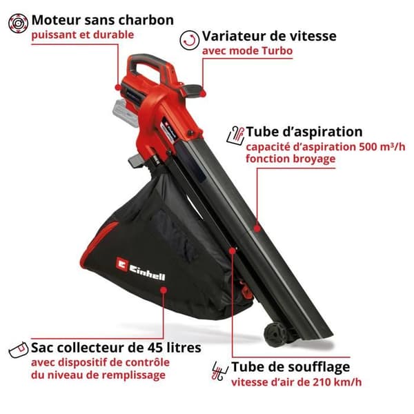 Aspirator - EINHELL - VENTURRO 18/210 - Trådlös - Blåsare - Inbyggd malare