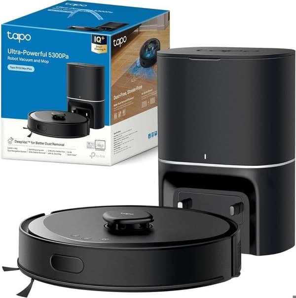 Tapo Robotdammsugare med Automatisk Sugstation, RV30 Max Plus, hyper sug 5300 Pa, Dubbel LiDAR-navigation