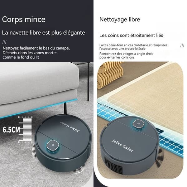 INN Robotdammsugare 5 i 1 Stark sugkraft 1800Pa med 1200mAh batteri Hinderdetektering Automatisk dammsugare Blå