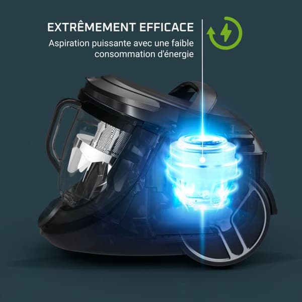 ROWENTA Silence Force Cyclonic Effitech - påslös dammsugare, 2,5 L, 500 W, 59 dB, hög filtrering, tillverkad i Frankrike RO7935EA