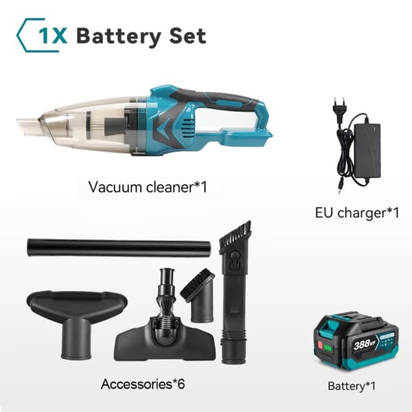 Handhållen Dammsugare, Stark Sugkraft, Sladdlös Design,1 Batteri EU Kontakt
