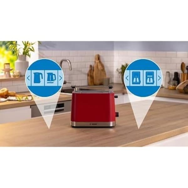 Brödrost - BOSCH - TAT 4M224 - 2 skivor - Röd - Rostfritt stål - 950 W