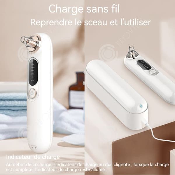INN Pore Renser 400mAh Trådlös laddning med 5 hastigheter Bärbar lagring Ansiktsvärde Elektrisk Pore Renser