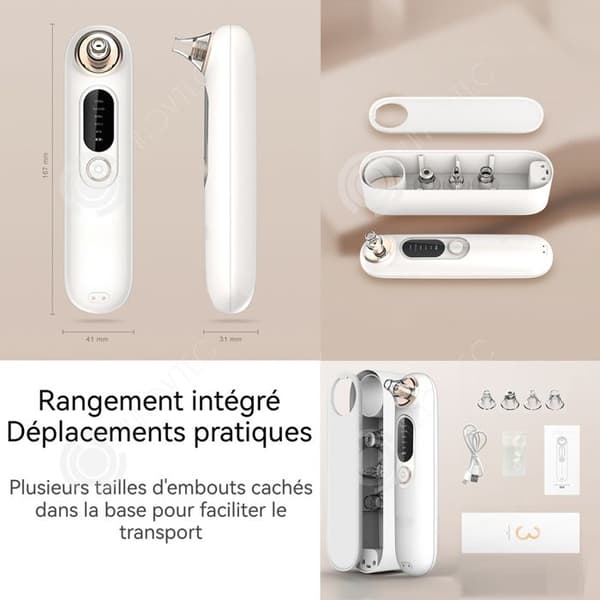 INN Pore Renser 400mAh Trådlös laddning med 5 hastigheter Bärbar lagring Ansiktsvärde Elektrisk Pore Renser