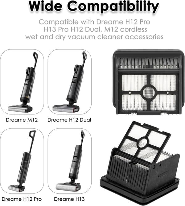 INF Dreame H12 Pro HEPA Filter Udskiftningssæt - 5 stk.