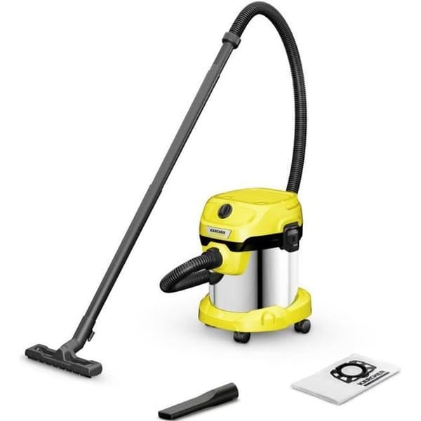 Kärcher V-15/4/18, 1000 W, påslös dammsugare, torr, dammpåse, 15 L, HEPA Rostfritt stål, Gul