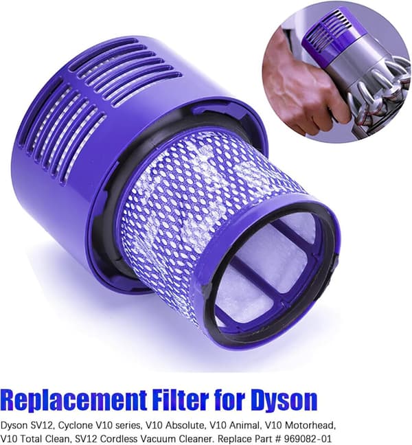Passer til Dyson V10/SV12 støvsuger, efterfilter, 2-pak - lilla