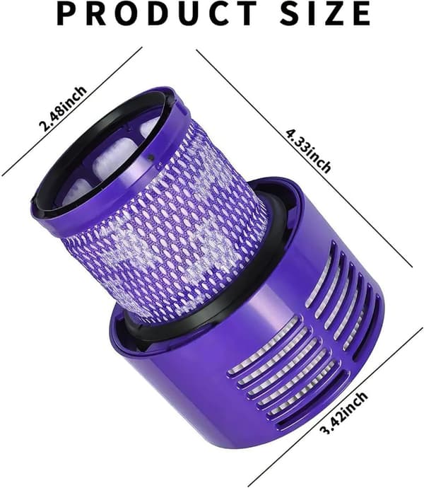 Passer til Dyson V10/SV12 støvsuger, efterfilter, 2-pak - lilla