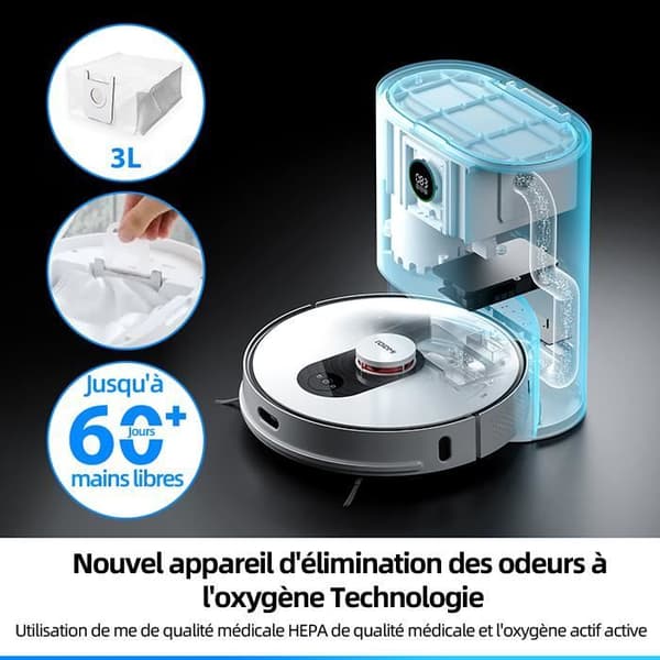Robotdammsugare - Roidmi EVE Plus - LDS Navigation - WIFI/Alexa Control - Intelligent Dammsugare - 2700Pa - Vit