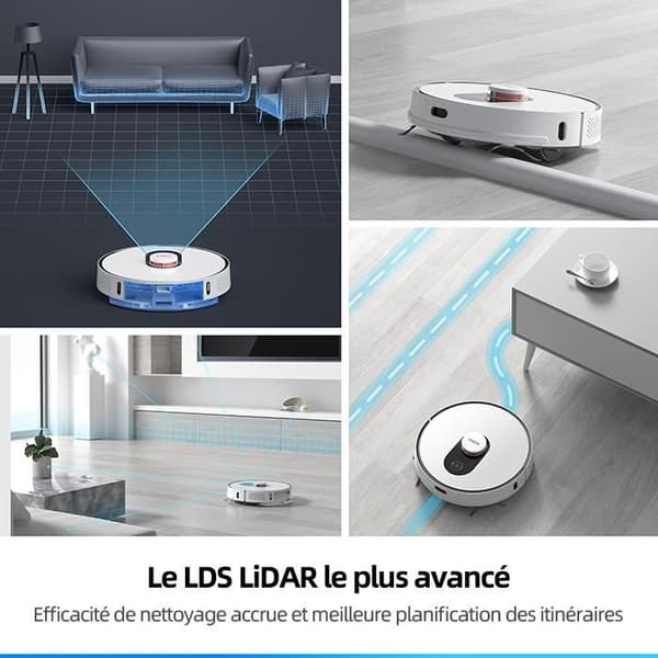 Robotdammsugare - Roidmi EVE Plus - LDS Navigation - WIFI/Alexa Control - Intelligent Dammsugare - 2700Pa - Vit