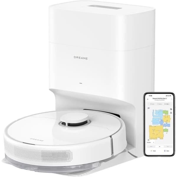 DREAME D10 Plus Gen 2 - Robotdammsugare och Golvmopp med Automatisk Dammsugartömning - LiDAR-Navigering - Effekt 6000 Pa Vit