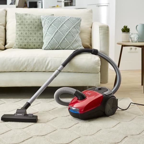 Philips PowerGo Bag-dammsugare, anti-allergifilter, håller kvar 99,9 % av partiklarna, 77db, 900W, röd (FC8243/09)