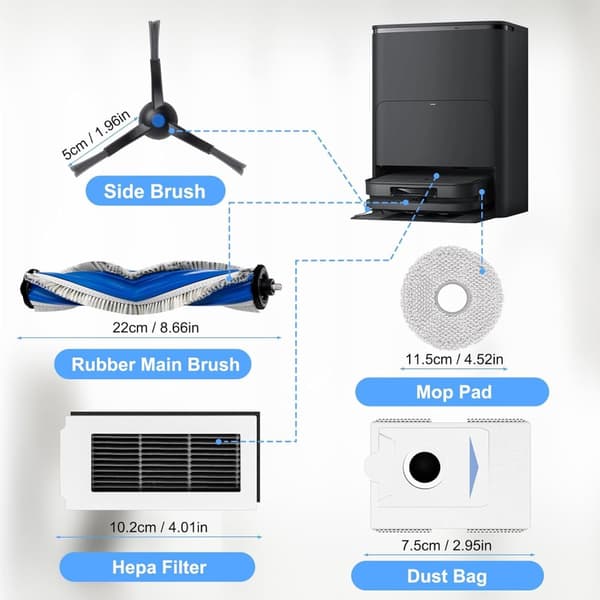 INF Huippu ECOVACS DEEBOT X5 Omni/Pro -lisätarvikkeiden vaihtosarja