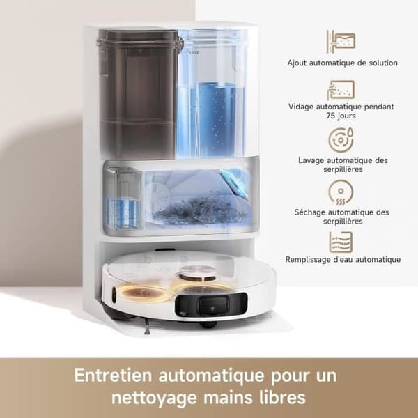 Robotdammsugare - DREAME L10s Ultra Gen 2 - 10000 Pa - 300 ml - Vit