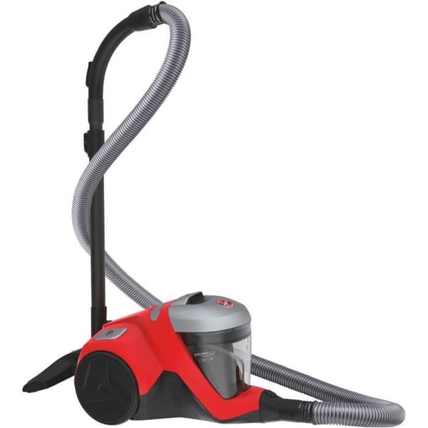 HOOVER HP310HM påslös kanisterdammsugare, kraftfull 850W kompakt cyklonteknik Stor kapacitet 2L + parkettborste, röd