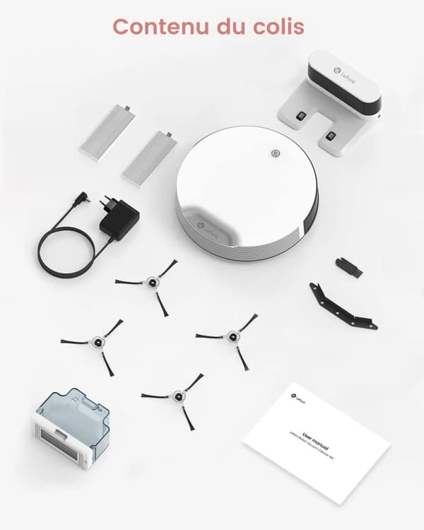 Lefant Robotstøvsuger, 4500Pa Sugekraft, 165 Minutters Driftstid,N1-Hvid, EU