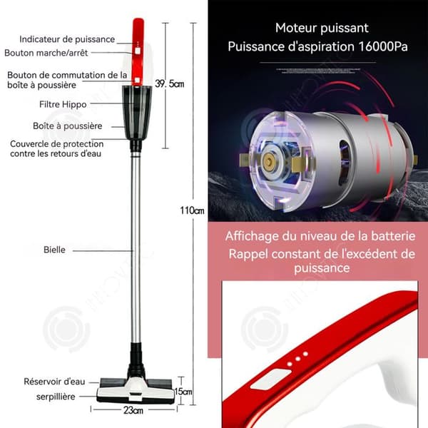 INN Trådlös vertikal dammsugare 120w 8000pa 750ml 2:a hastighet dubbel filtrering batterinivåpåminnelse bärbar dammsugare