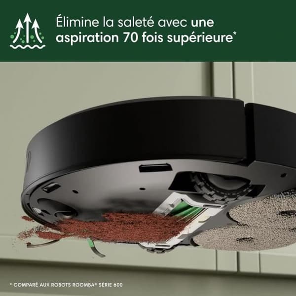 Robotdammsugare - iRobot - Roomba Plus 405 - Svart - IoT-kompatibel - Programmerbar rengöring
