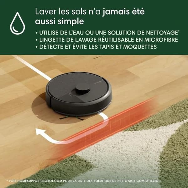 Robotdammsugare - IROBOT - Roomba 105 Combo - 2h - 7000 Pa - 400 ml - Svart
