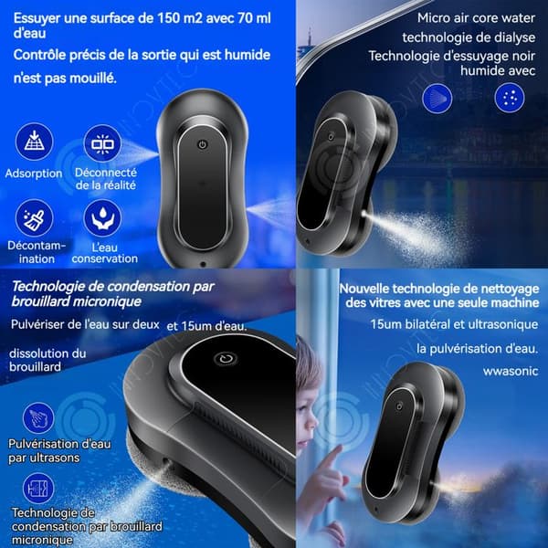 INN Robot fönsterputsare 2800pa vattensprutdesign fjärrkontroll djuprengöring fallskydd