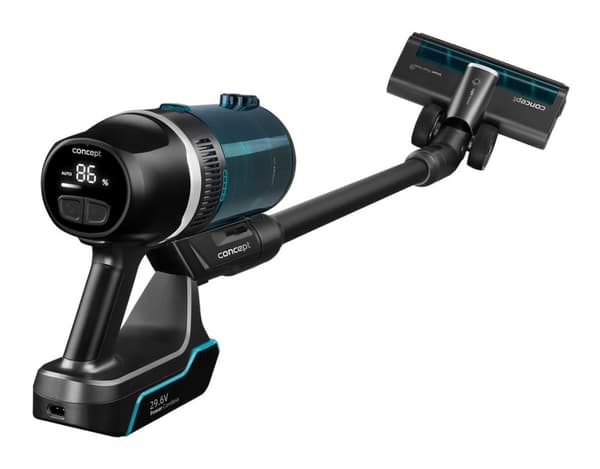 Concept VP6130 sauvaimuri/sähköharja 2-in-1 sauvaimuri Akku Kuiva HEPA Pölypussiton 480 W Musta, Sininen 2,5 Ah