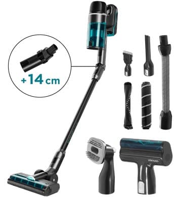 Concept VP6130 sauvaimuri/sähköharja 2-in-1 sauvaimuri Akku Kuiva HEPA Pölypussiton 480 W Musta, Sininen 2,5 Ah