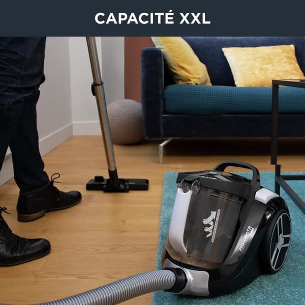 ROWENTA Compact Power XXL Påslös dammsugare, 2,5 L behållare, Lågförbrukningsmotor 900 W max, Hög filtreringsnivå RO4825EA