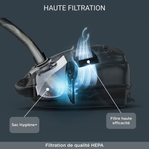 ROWENTA Silence Force Effitech® Dammsugare med påse, 4,5 L, 400 W max, 57 dB(A), Miljöansvarig, Tillverkad i Frankrike, Röd RO7473EA