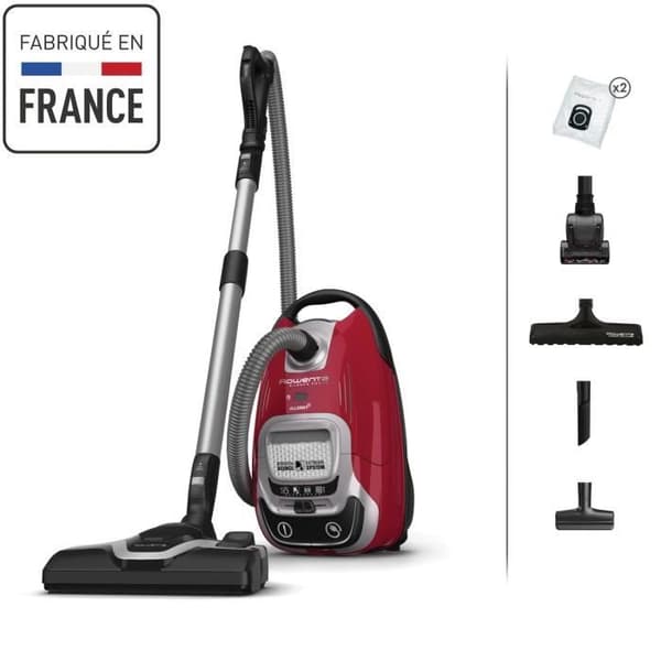 ROWENTA Silence Force Effitech® Dammsugare med påse, 4,5 L, 400 W max, 57 dB(A), Miljöansvarig, Tillverkad i Frankrike, Röd RO7473EA Röd