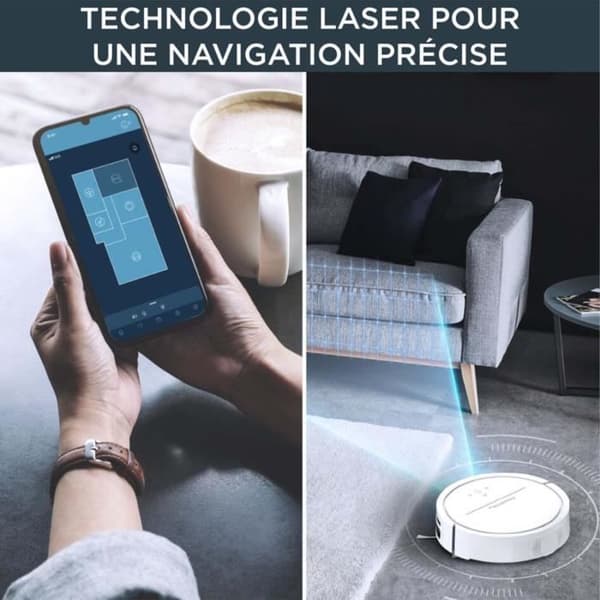 ROWENTA Robotdammsugarmopp, intelligent och exakt navigering, Aspire, bricka, laser + kamera, X-Plorer Serie 120 AI RR7877WH