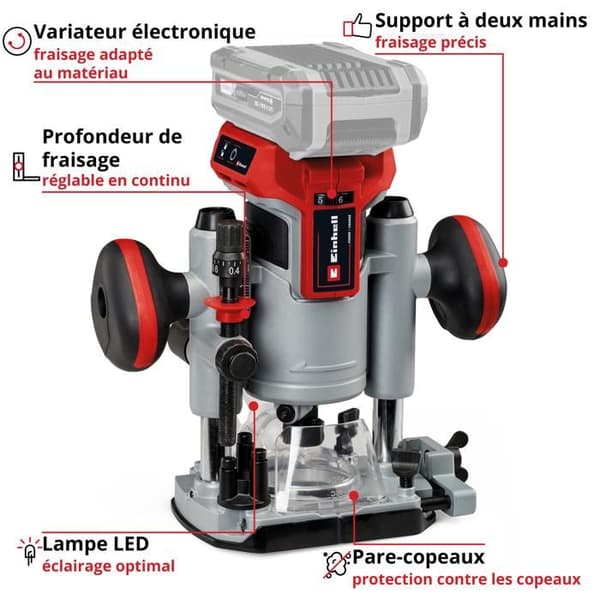 Einhell Professional Sladdlös fräs- och kantfräs TP-RO Set 18 Li BL-Solo Power X-Change (18V) Levereras utan batteri eller laddare