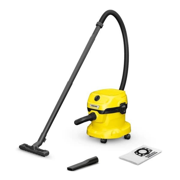 Påslös dammsugare - KARCHER - WD 2 Plus V-12/4/18 - 1000 W - Våt &amp; torr - 12 L Svart, Gul
