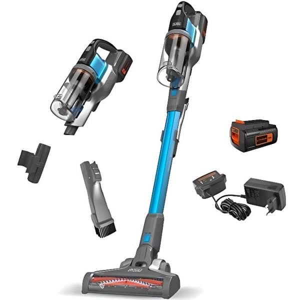 BLACK+DECKER Powerseries 36V sladdlös kvastdammsugare - blå - uppladdningsbara batterier