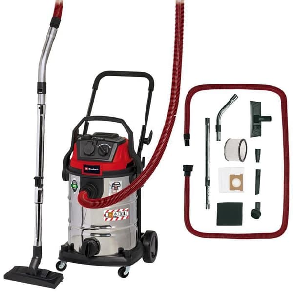 Einhell Byggdammsugare TE-VC 2230 SACL (1 400 W, Tank 30L, dammklass L) Säljs med flera munstycken och filter Svart, Röd, Silver