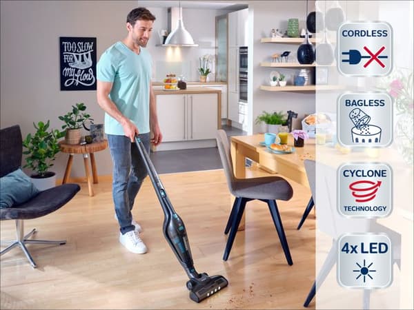 Sladdlös 2-i-1-städare Leifheit Regulus PowerVac 11928, multifunktionsdammsugare 20V, batteritid 40min, svart
