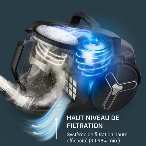 ROWENTA Green Force Cyclonic Effitech+ påslös dammsugare, 2,5 l behållare, tyst, låg förbrukning, tillverkad i Frankrike RO7C66EA