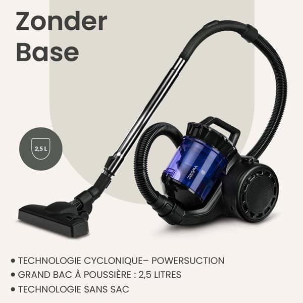 Säcklös golvdammsugare - ZEEGMA - Utan Bas - 899 W - 2,5L - Tyst 78dB