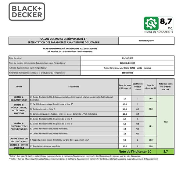 BLACK & DECKER BXVML700E Påslös Canister Dammsugare - Grå - Klass A - Påslös rengöring