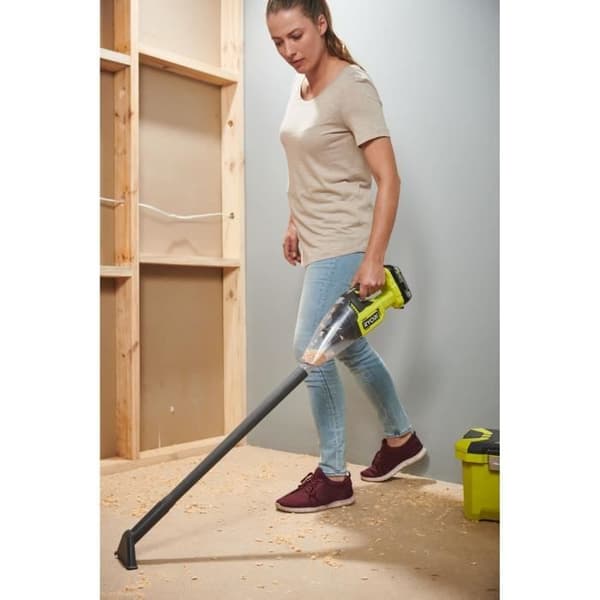 18V handdammsugare - RYOBI - RHV18F-0 - 4,24 kPa - 0,85 m3/min - 600 mL uppsamlare - Utan batteri med spaltverktyg & borste