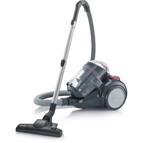 SEVERIN MY7089 - Cyclonic påslös dammsugare - 2,1 L kapacitet - Parkettborste ingår - Hepa 13 filter Svart, Röd