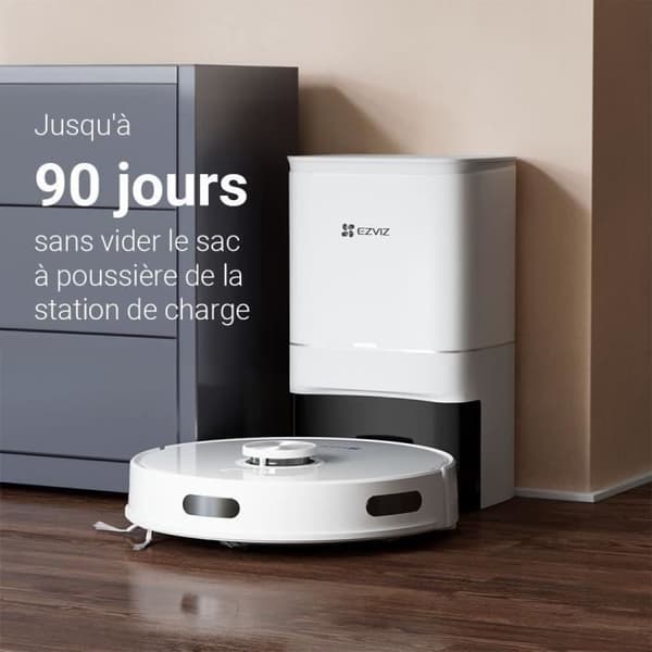 EZVIZ RE5 Plus - Robotdammsugare med Automatisk Avtappningsstation - LiDAR-Navigering - Hinderdetektering - 4000Pa