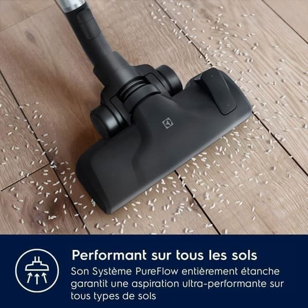 Electrolux Pure C9 påslös kanisterdammsugare, 7 filtreringssteg, luftflödesdimmer, 3 i 1 tillbehör, PC91-4MG, grå