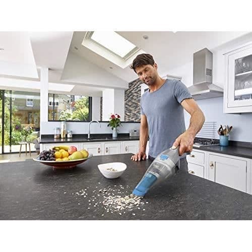 BLACK+DECKER NVC215WA-QW Sladdlöst handdammsugare - 7,2 V - Laddningsstation - Borste 15.5, 385 ml, Silver och blå NVC215WA-Q