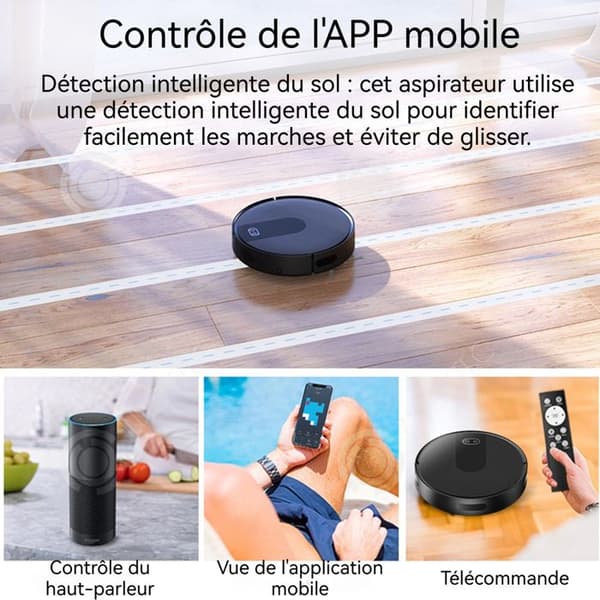 INN Robotdammsugare 20 w 2600 mah 2000pa 430 ml flera rengöringslägen inertialnavigation ultratunn kropp mobilprogramkontroll