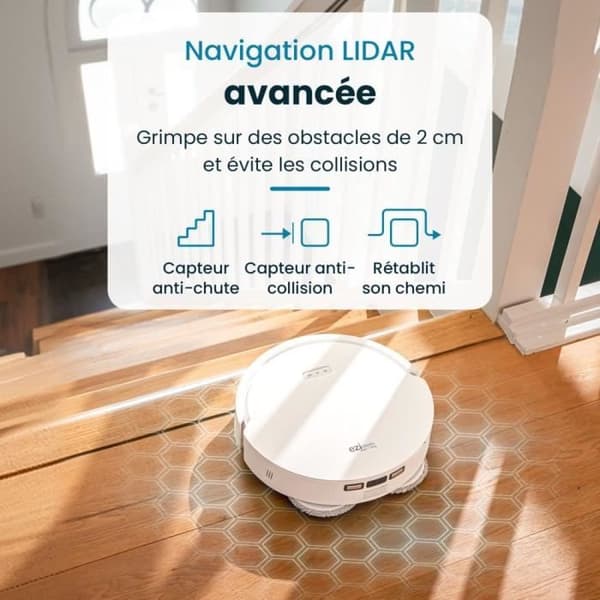 EZICLEAN All In One Z12 Ultra - Tilsluttet robotstøvsuger med tømningsbase - 270 min - 14,4 V - 1,8 L - Hvid