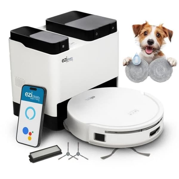 EZICLEAN All In One Z12 Ultra - Tilsluttet robotstøvsuger med tømningsbase - 270 min - 14,4 V - 1,8 L - Hvid
