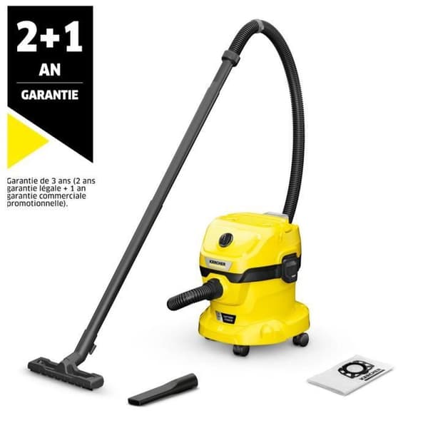 KARCHER WD 2-18 V-12/18 akkukäyttöinen märkä- ja kuivaimuri (ilman akkua) musta, Keltainen