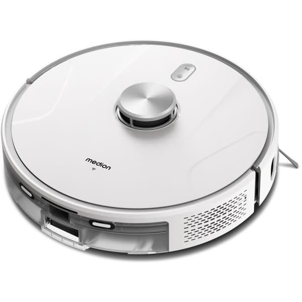 MEDION X41 SW+ - Robotdammsugare med tömningsstation - 200 min - Kraftfull sugkraft på 8000 Pa - Lasernavigering