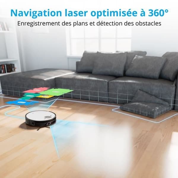 MEDION X50 SW - Robotdammsugare med avfallsstation - Lasernavigering - Effekt 8000 Pa - NO GO & GO-zoner